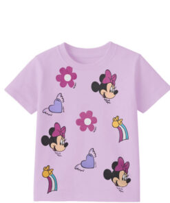 Minnie Face Flying Hearts Tee Shirt- Soft purple